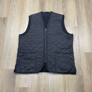 Barbour Vest Mens XL Black Polarquilt Waistcoat Zip In Liner Quilted Fleece D232